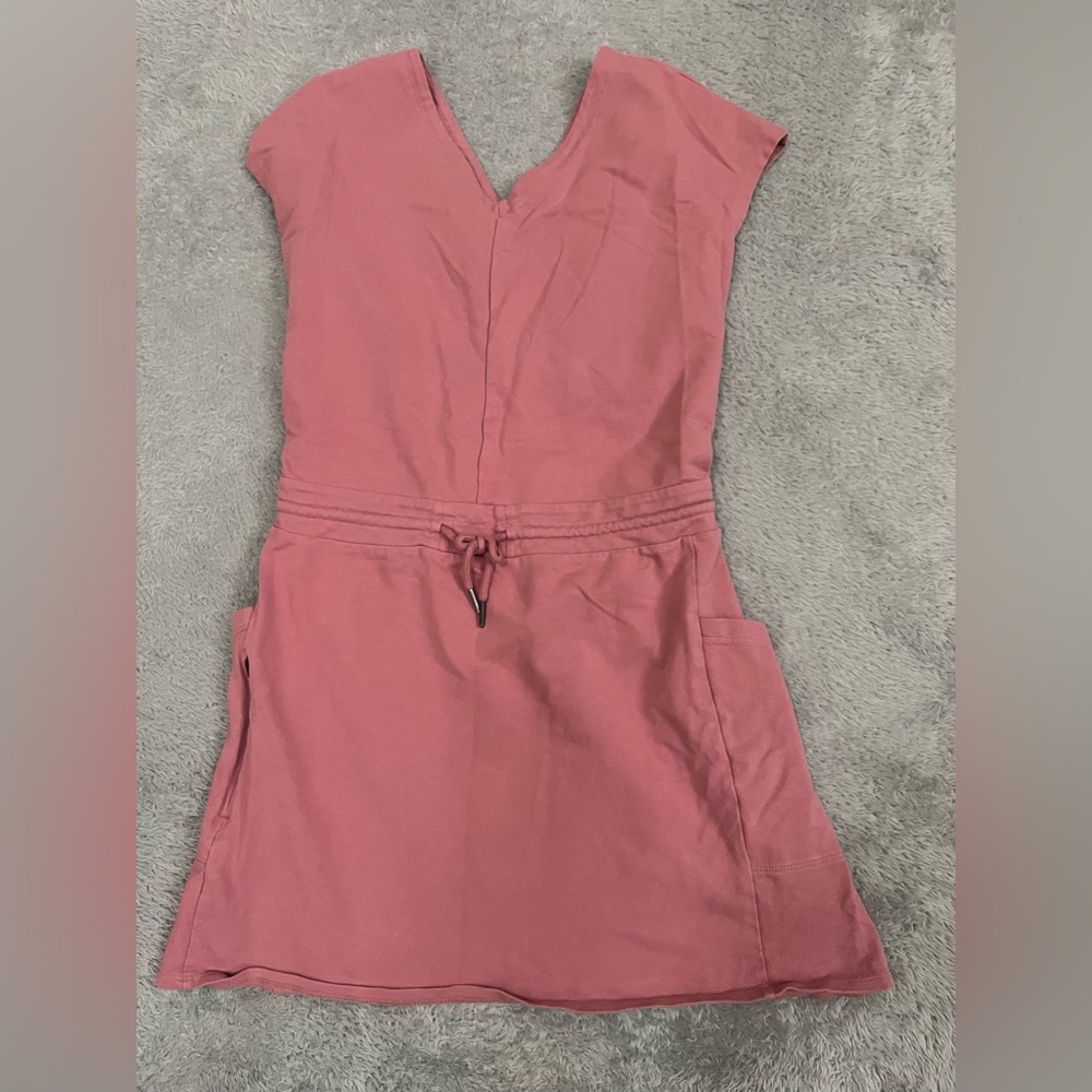 Patagonia Organic Cotton Roaming Dress Pink Mini Open Back Short Sleeve Medium